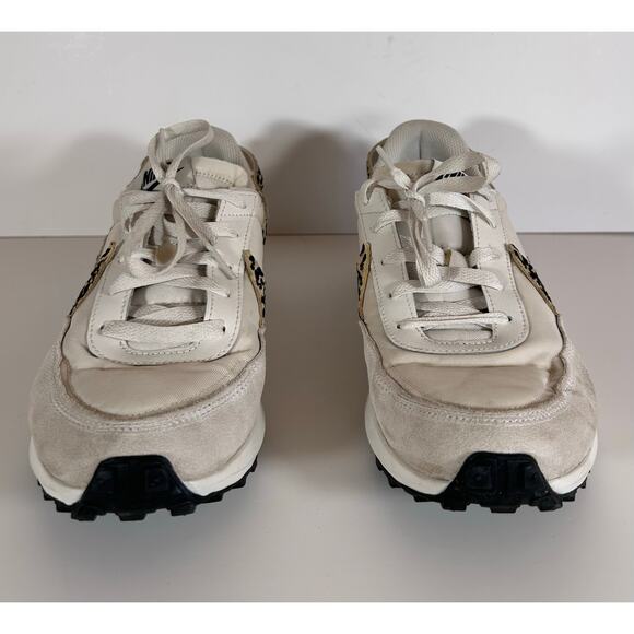 Nike Waffle Debut Leopard Swoosh Sneakers White Tan Platform Womens Size 11 - Picture 2 of 8